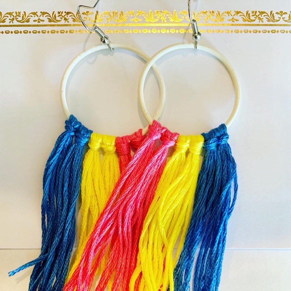 Pansexual Pride Flag Fringe Earrings!